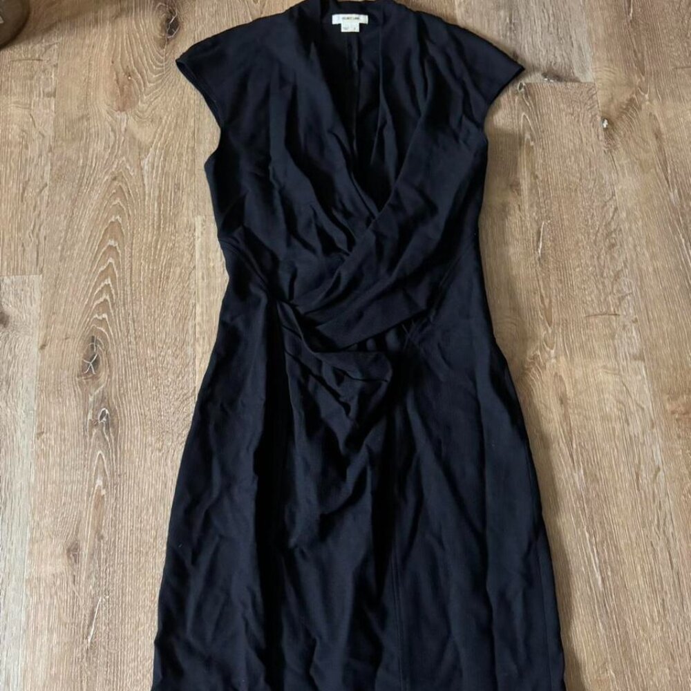 Helmut Lang Black Twisted Front Cap Sleeve Dress in Sheath Dress Size 2
